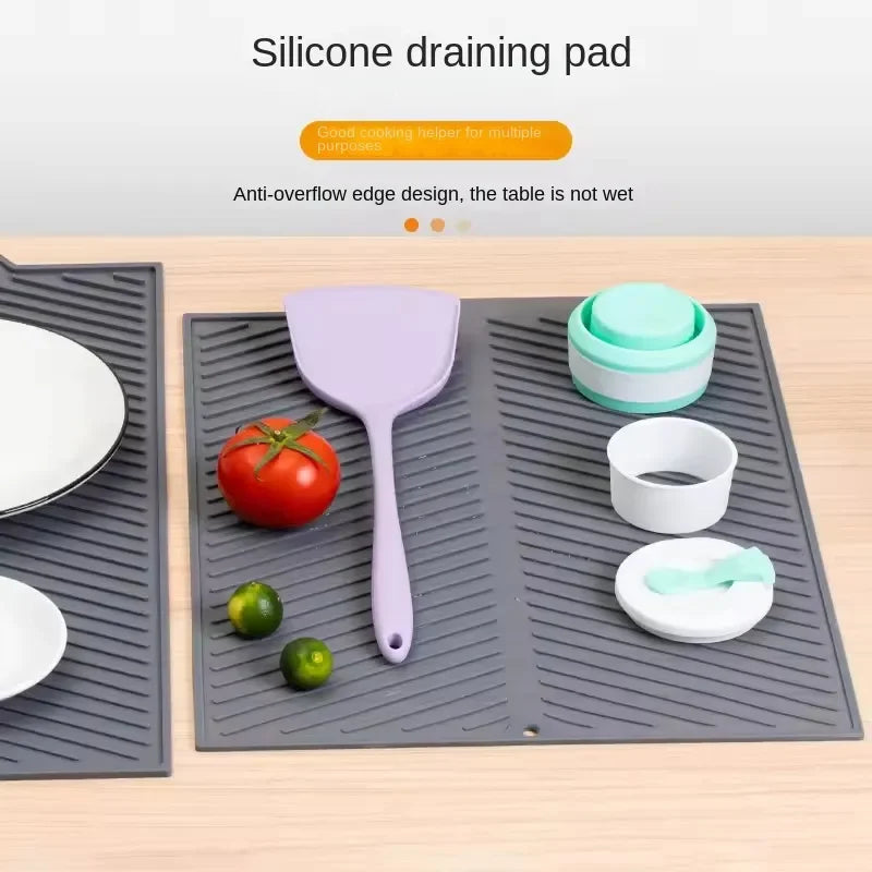 Silicone Drain Pad Drying Mat Pots Dish Drain Mat For Kitchen Tableware Non-slip Mats Anti-scald Coaster Kitchen Utensils