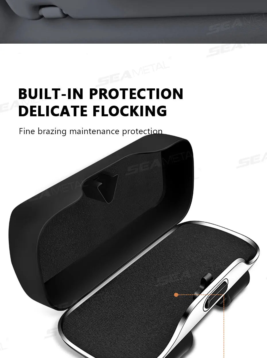 Car Glasses Box Portable Press Switch Sunglasses Holder Support Driver Goggle Case Car Sun Visor Eyeglasses Storage Box