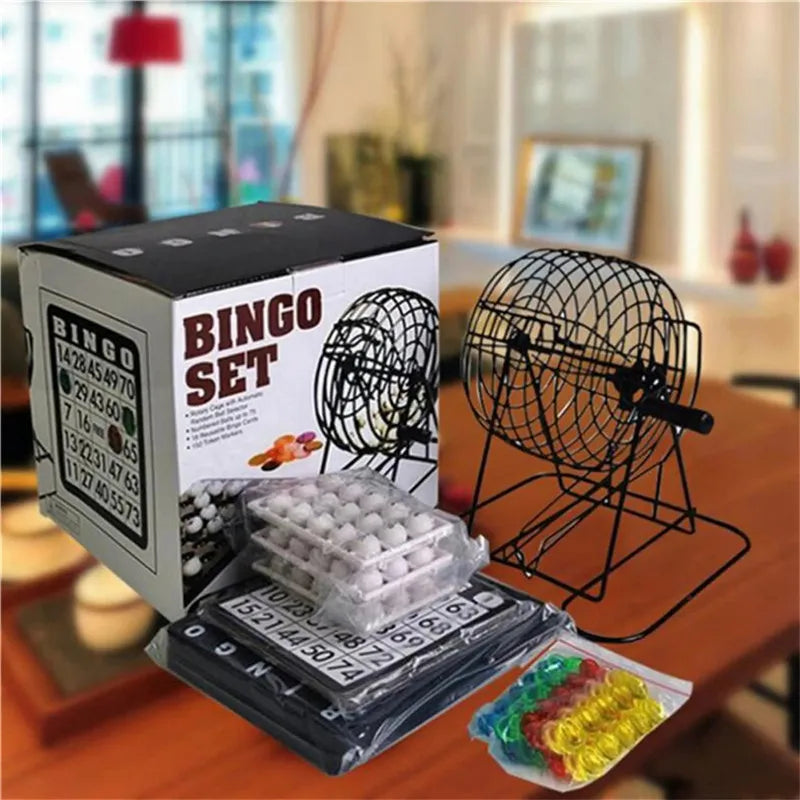 Deluxe Bingo Set Board Game Toys Large Groups Gathering Party Lottery Game Props Manual Lottery Machine Tabletop Game Toys