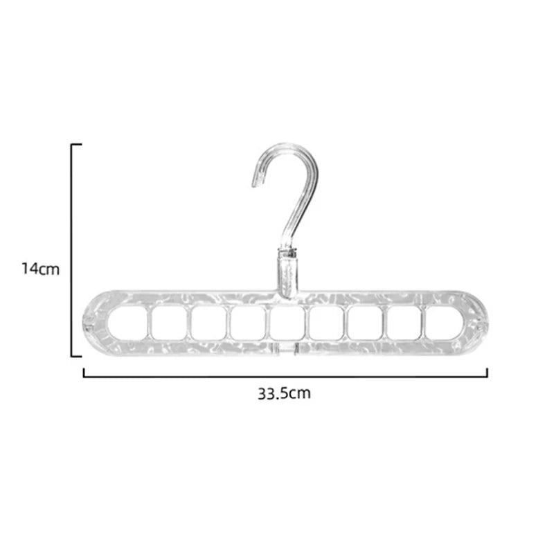 9 In 1 Clothes Hanger Household Plastic Multi-function Nine-hole Clothes Drying Horizontal Vertical Rotating Hanger 1Pc