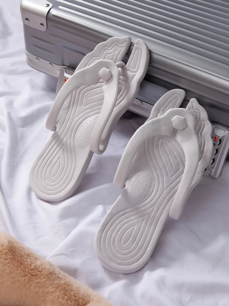Folding slippers for travel and business trips, couple beach flip flops, hotel bath non slip slippers