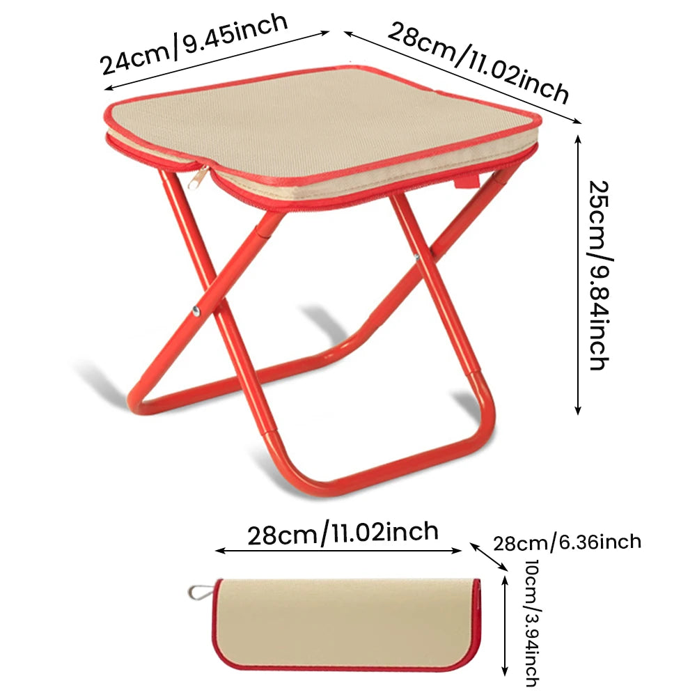 Portable Foldable Backpack Stool Lightweight Camping Picnic Fishing Chair with Mesh Bag Outdoor Adventure Seat for Hiking Travel