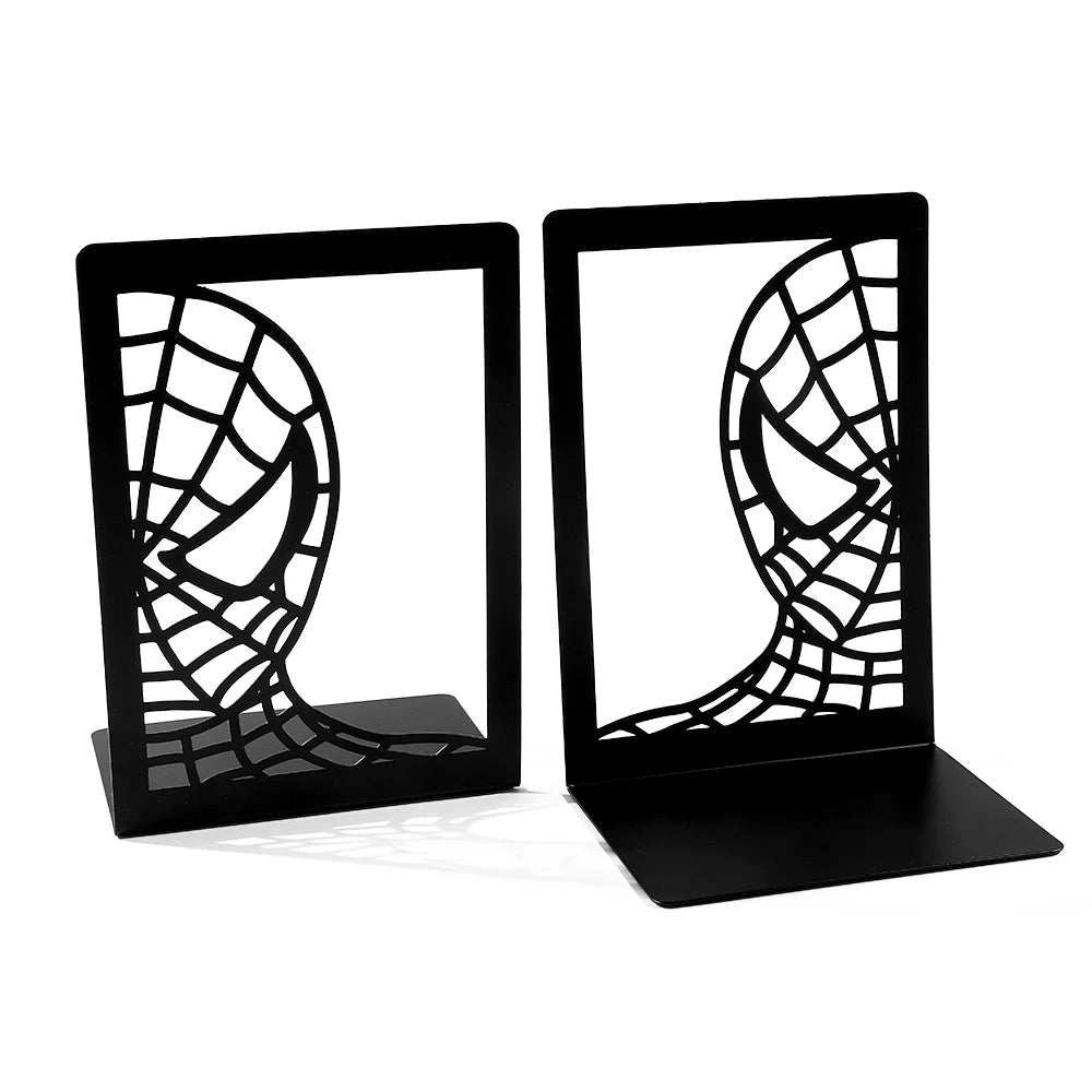 Handsome Spider Man Hollow Book Ends Heavy Duty Metal Bookend Office Desktop Book Rack Office supplies Bookshelf for Book Lovers