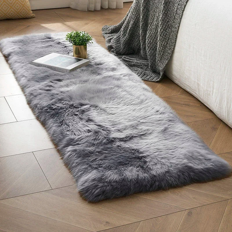 Long Soft Faux Sheepskin Fur Area Rugs Living Room Bedroom Floor Mat Shaggy Silky Plush Carpet Faux Fur Rug Decor Mats