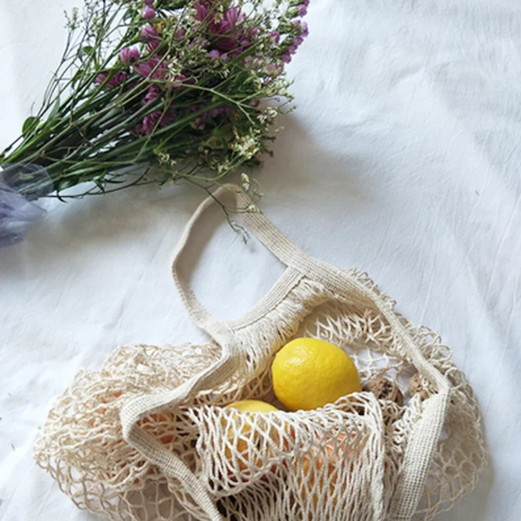 1/2pcs Cotton String Shopping Tote Bags Fruit Vegetable Storage Organizer Reusable Washable Grocery Eco Friendly Mesh Bags