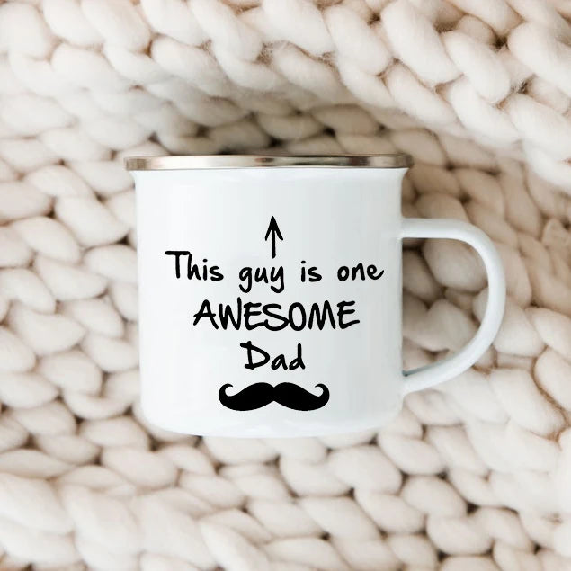 Dad Nutritional Facts Coffee Mug Enamel Cup for Papa Daddy Stepdad Father’s Day Gift Best Dad Ever Cups Dad Gifts From Kids