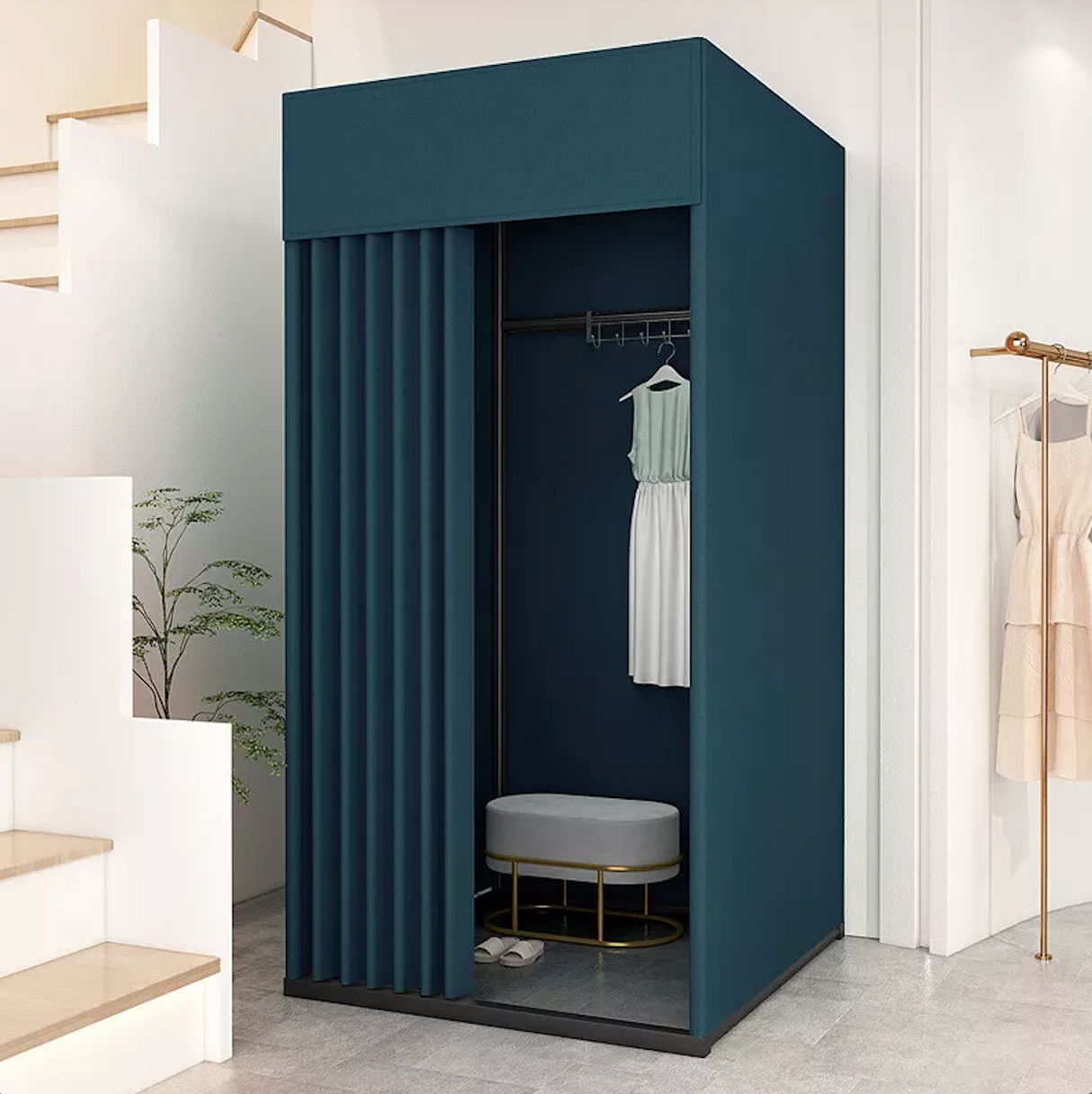 Clothing Store Fitting Room Privacy Protect Portable Dressing Room with Curtain