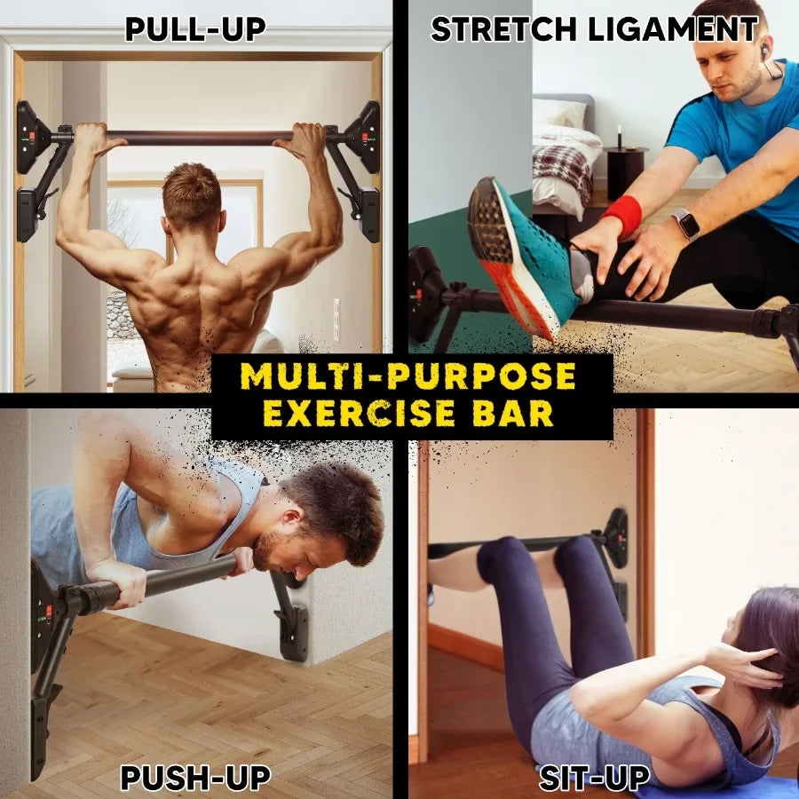 Pull Up Bar for Home Gym: Dual Direction Support System Enables Full Upper Body Workout Adjustable Height Fitness Training Equip