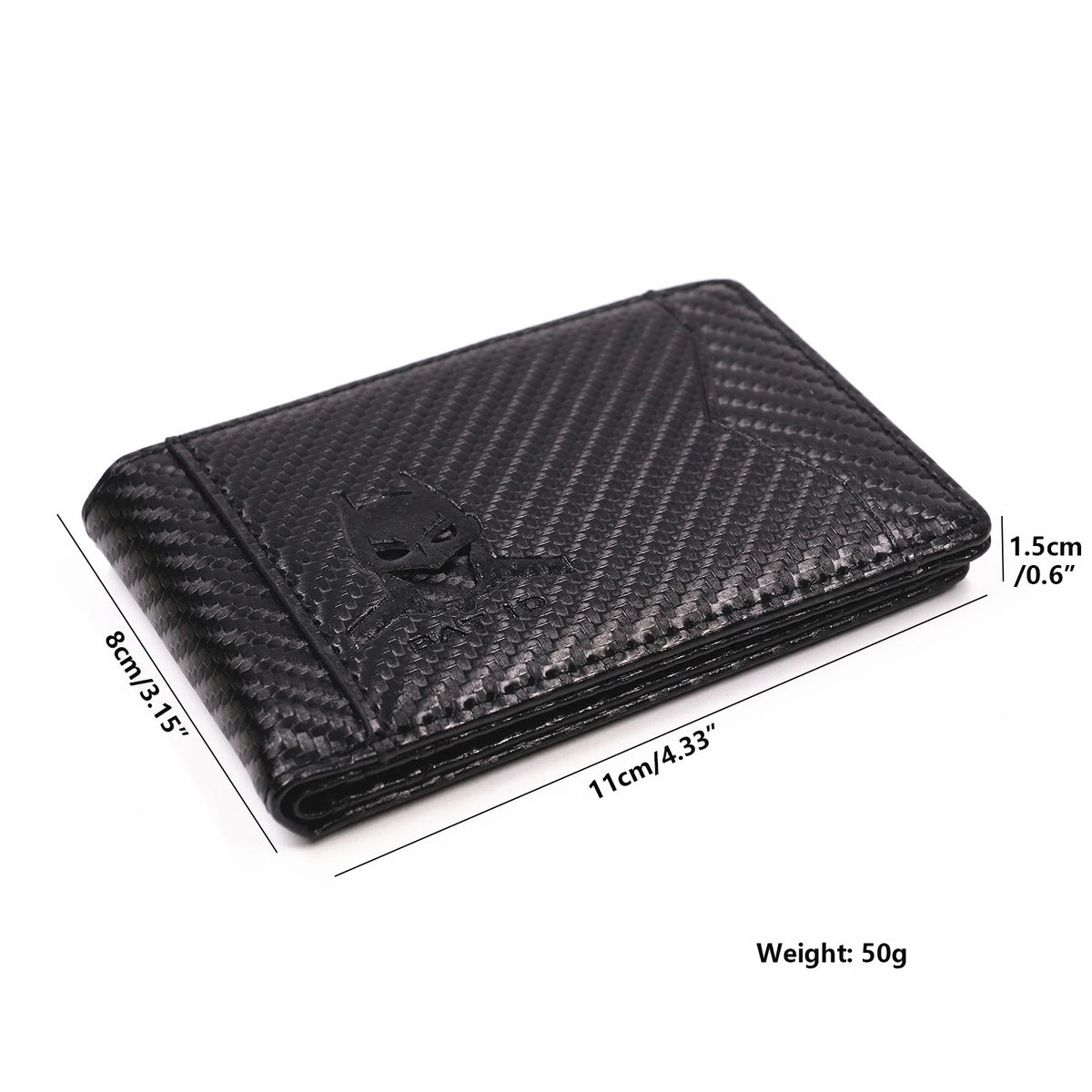 Leather Bat ID Wallet Slim Bifold Credit Card Holder Case With Cutout Superhero Face Eyes Mask Gift