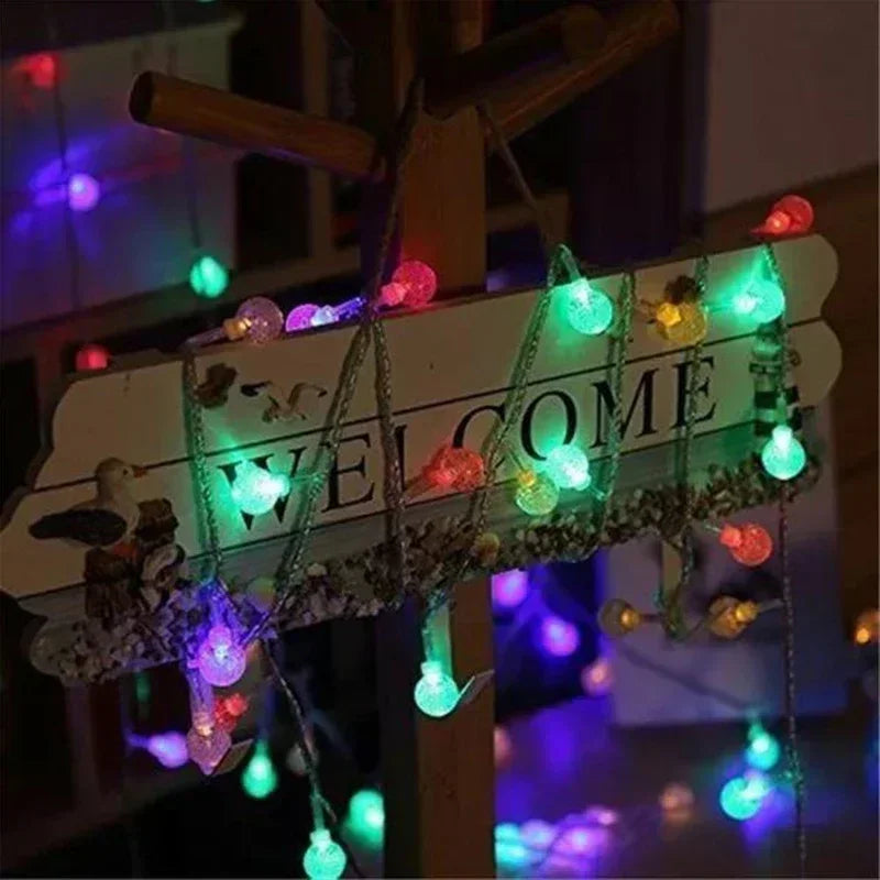 Solar String Lights Outdoor Crystal Fairy Light Chritmas Garland 8 Modes Waterproof Patio Light for Garden Party Decor