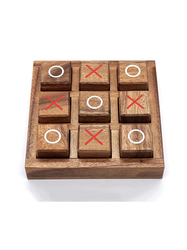 Wooden Tic Tac Toe Classic Tabletop Strategy Board Games Brain Teasers Fun Logic Challenges Family Travel Gifts For Kids Adults