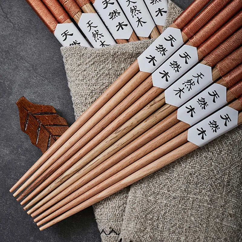 5 Pairs Wooden Chopsticks Wood Chopsticks Set Japanese Sushi Chopsticks Korean Chinese Snack Food Chop Sticks Kitchen Tableware