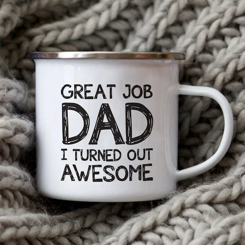 Dad Nutritional Facts Coffee Mug Enamel Cup for Papa Daddy Stepdad Father’s Day Gift Best Dad Ever Cups Dad Gifts From Kids