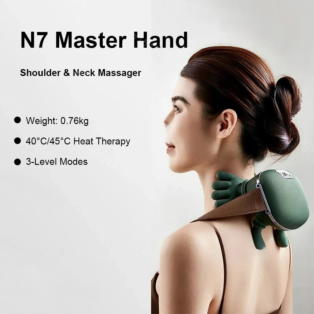 Neck Shoulder Massager Deep Tissue Back Cervical Massage Machine Bionic Heated Fatigue Relief Relax Muscle 3-Level 