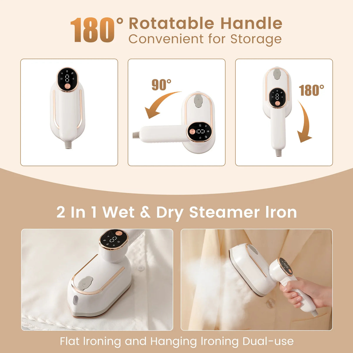Compact Handheld Steam Iron for Home & Travel – 4 Colours