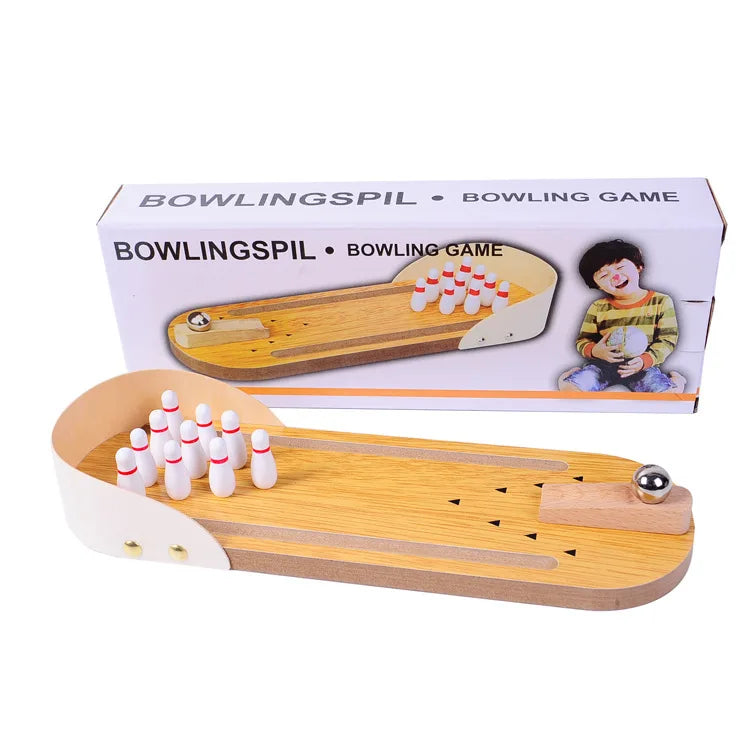 High-end small safe wooden children's educational innovation toys mini bowling set tabletop game wooden parent-child fun toys