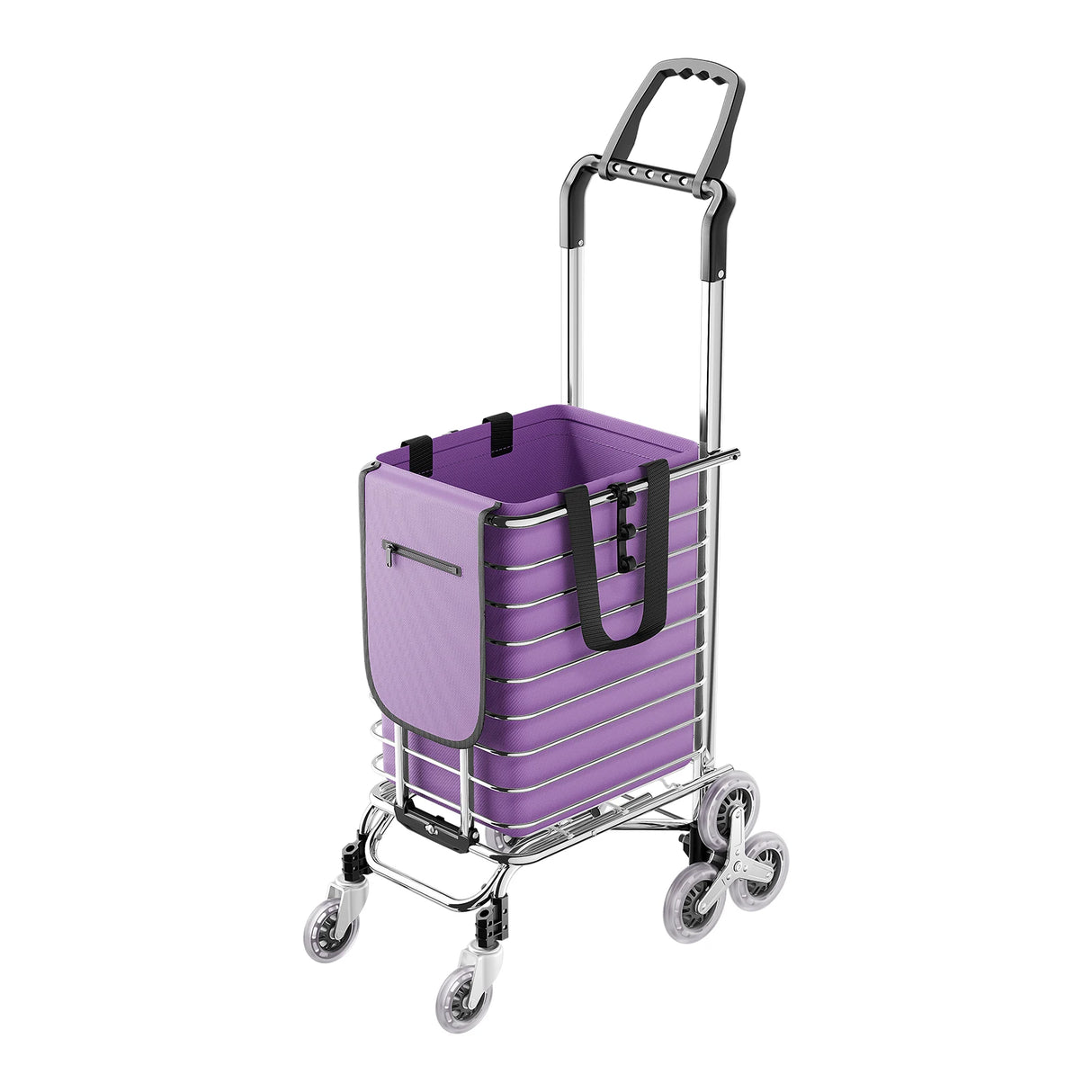 Foldable Shopping Cart with Wheels, 40kg Capacity Portable Grocery Trolley for Supermarket Market Travel Stair Climbing