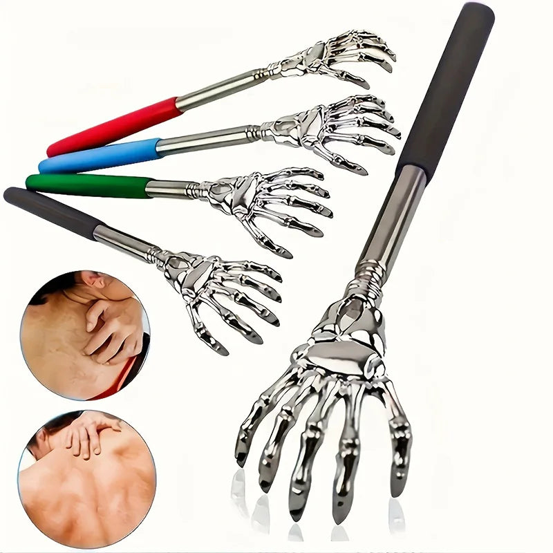 Stainless Steel Adjustable Massage and Tickle Relief Back Portable Rubber Handle Extendable Telescoping Itch Stick Health Care