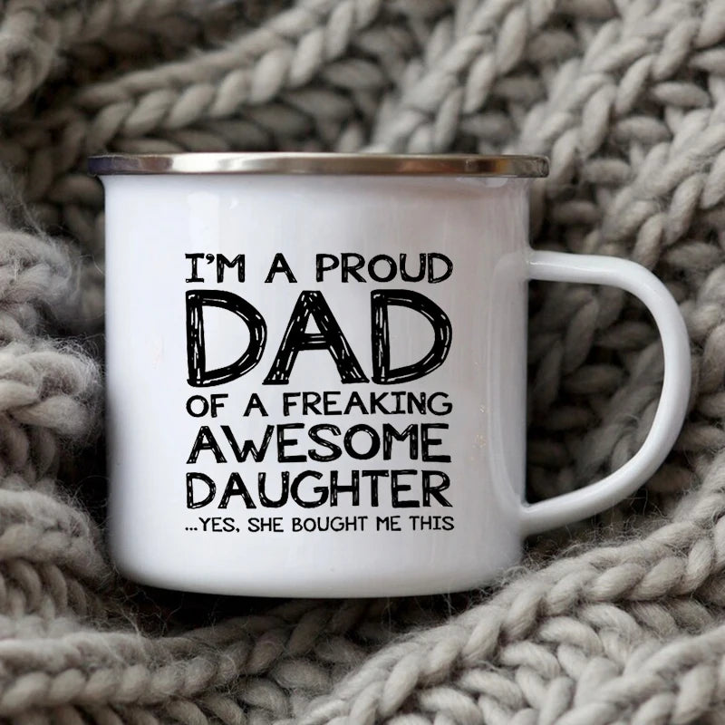 Dad Nutritional Facts Coffee Mug Enamel Cup for Papa Daddy Stepdad Father’s Day Gift Best Dad Ever Cups Dad Gifts From Kids