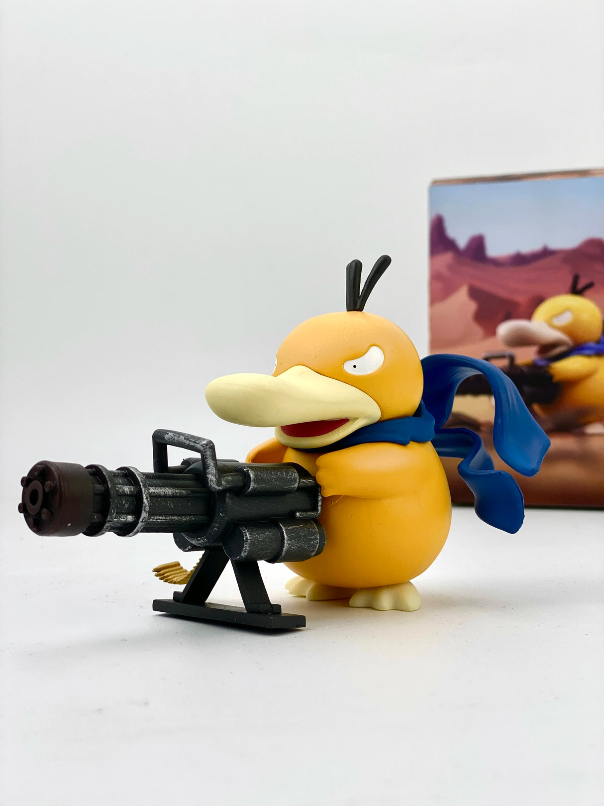 Pokemon Psyduck Gatling Gun Anime Figure Cross Dressing Toys PVC Statue Model Collection Decor Creative Peripheral Birthday Gift