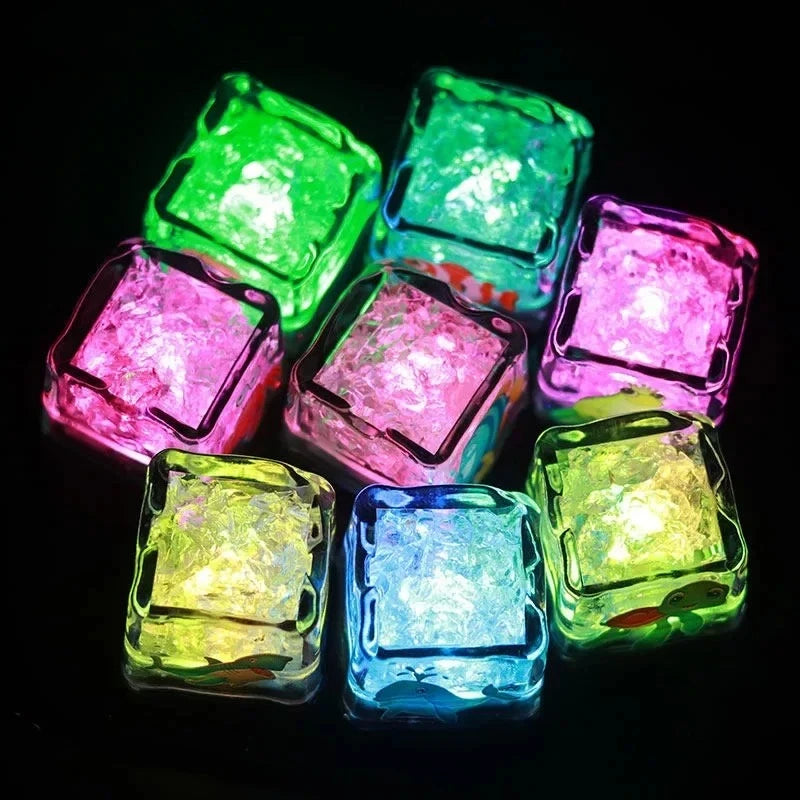 6/12PCS Kids Bath Toy Simulation Ice Cube Liquid Water Sensor Reusable Glowing Flashing Ice Cube for Bathtub, Swimming Pool