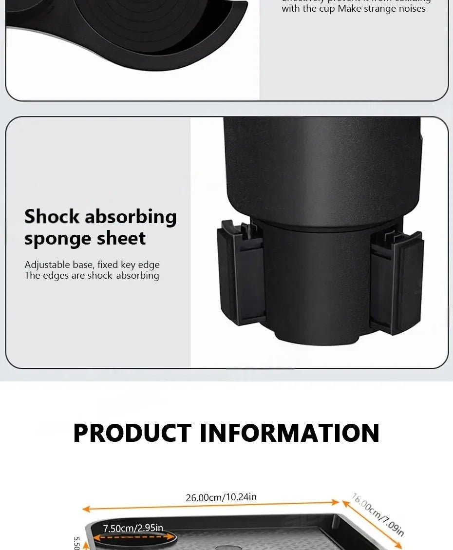 Car Cup Holder Expender Multi-Function Drink Holder with Food Table 360 Degree Adjustable Base Tray for Lunch Snack