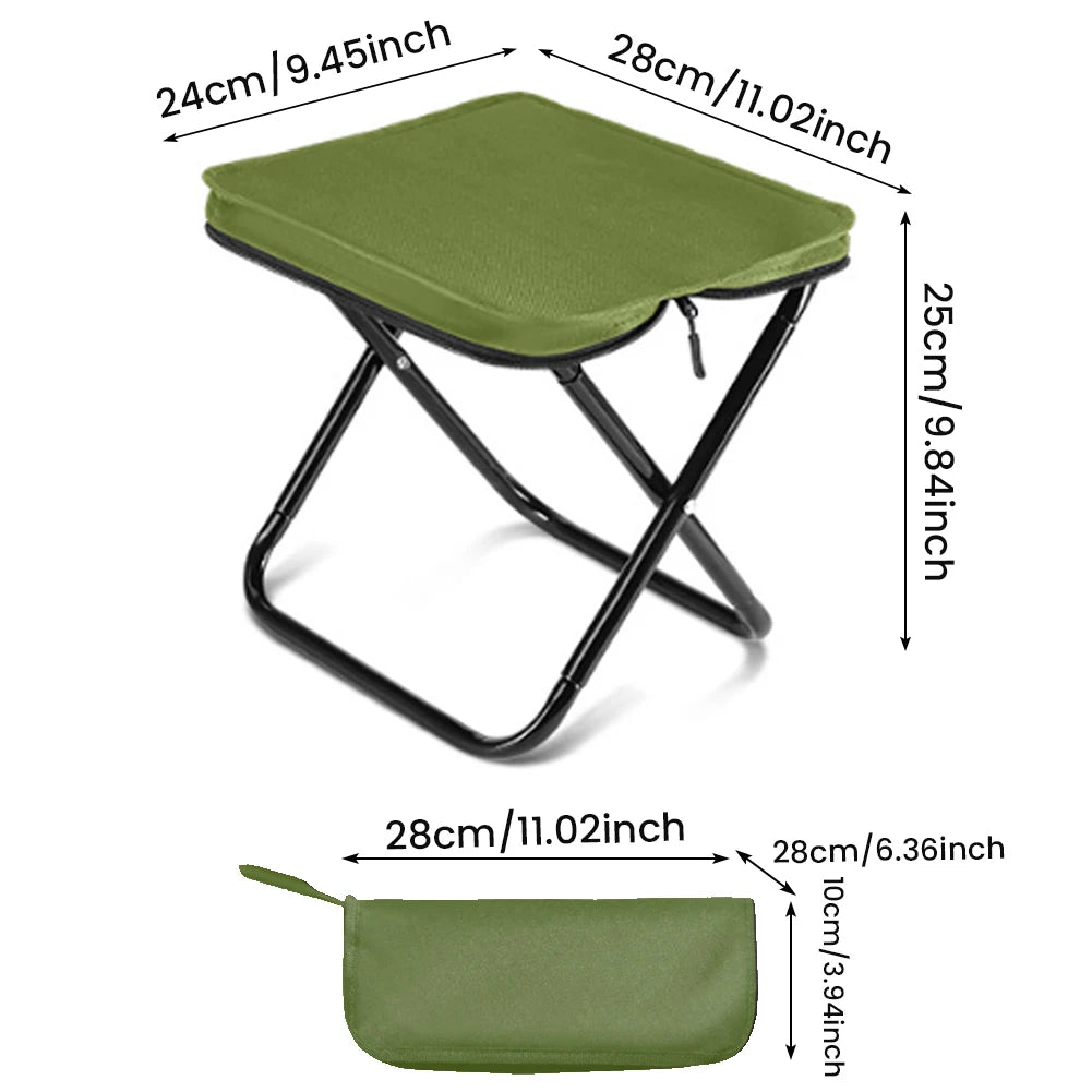 Portable Foldable Backpack Stool Lightweight Camping Picnic Fishing Chair with Mesh Bag Outdoor Adventure Seat for Hiking Travel