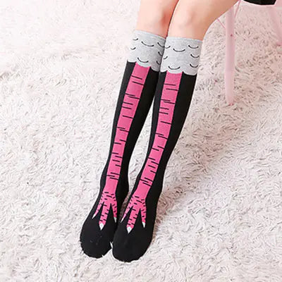 Novelty Chicken-Leg Knee-High Socks – 6 Designs