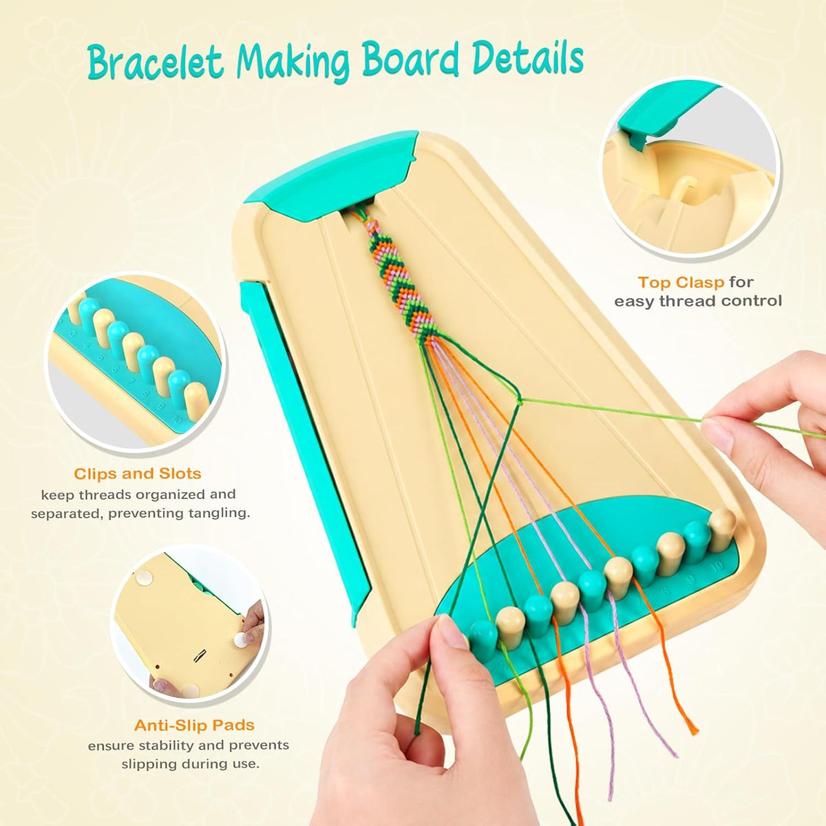 Friendship Bracelet Making Kit with 100 Letter Beads & 28 Threads – Blue