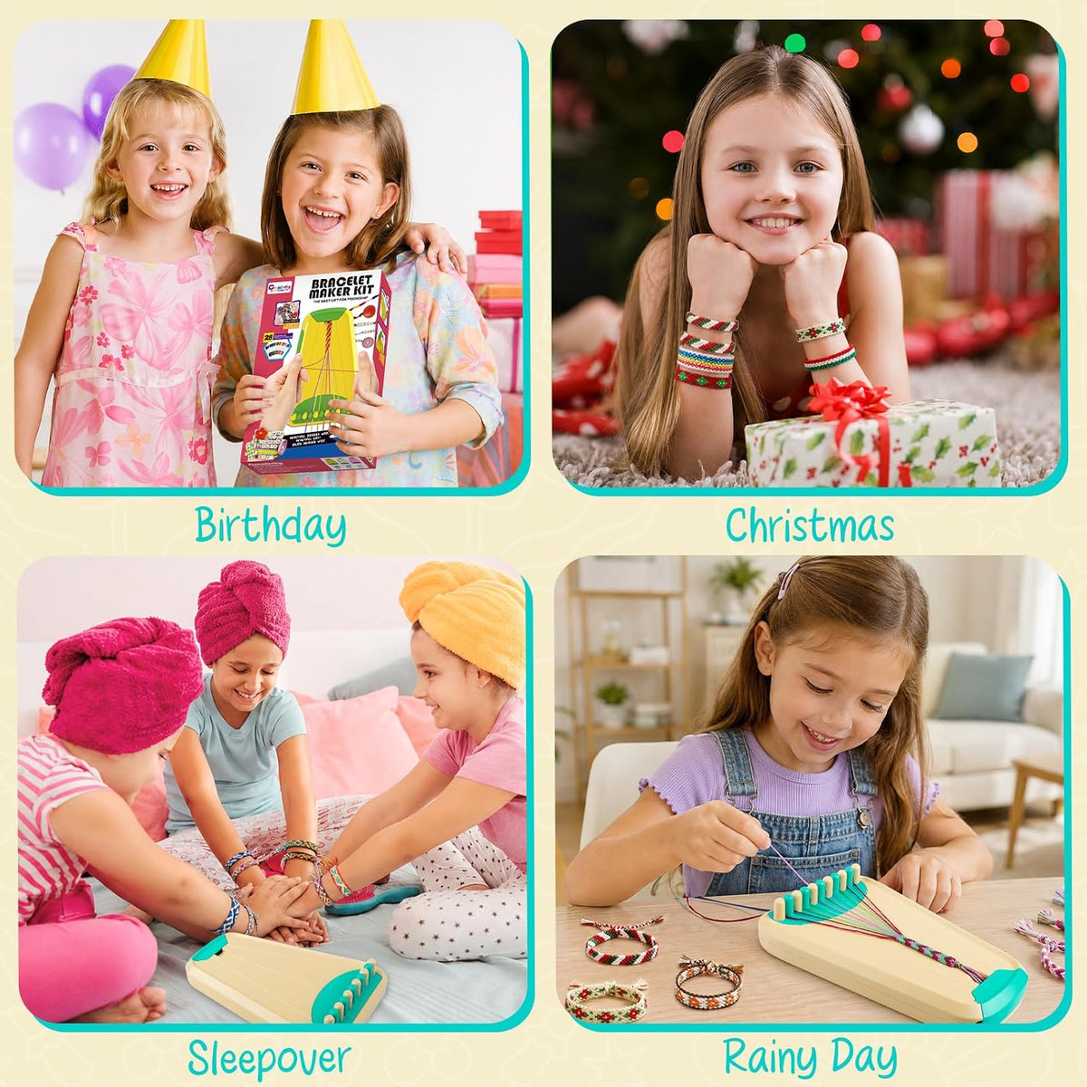 Friendship Bracelet Making Kit with 100 Letter Beads & 28 Threads – Blue