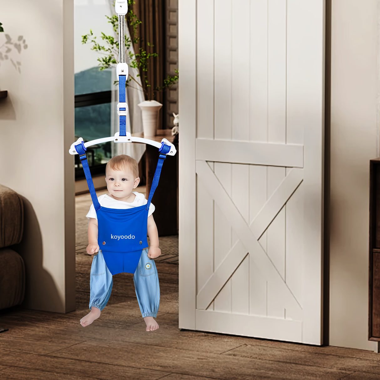 Adjustable Youngsters Walking Harness with Comfort Seat - Durable Nylon, Blue - The Perfect Choice for Family and Outdoor Play Youngsters'S Door Clip Bouncer Chair, Length Adjustable