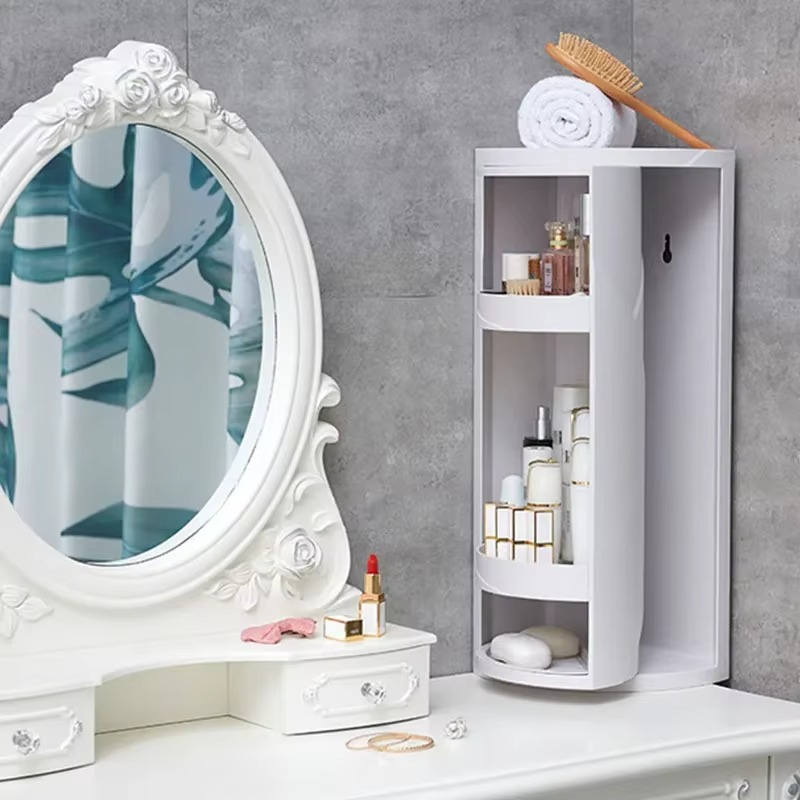 Bathroom Corner Storage Rack Kitchen Bathroom Rotary Storage Rack Washing Table Triangle Arrangement Rack