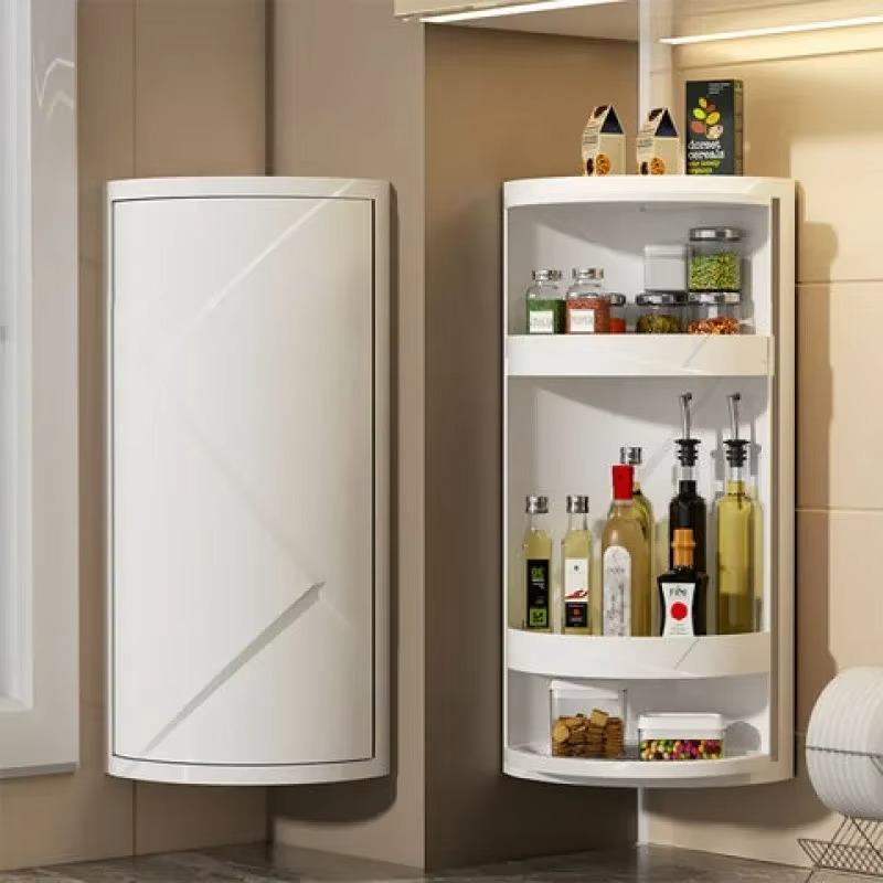 Bathroom Corner Storage Rack Kitchen Bathroom Rotary Storage Rack Washing Table Triangle Arrangement Rack