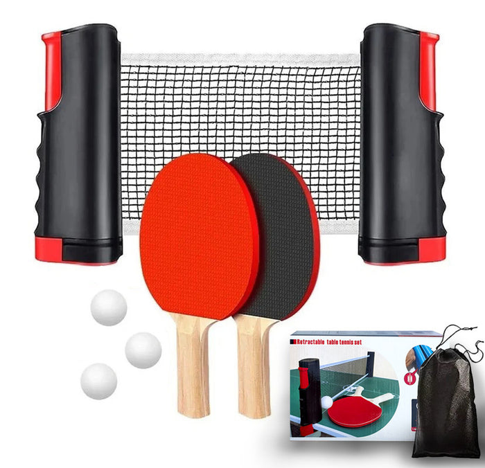 Portable Retractable Table-Tennis Net & Paddle Set