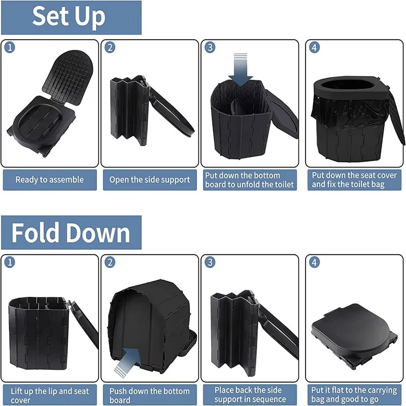 Portable Toilet Easy Folding Outdoor Camping Toilet Travel Emergency Toilet