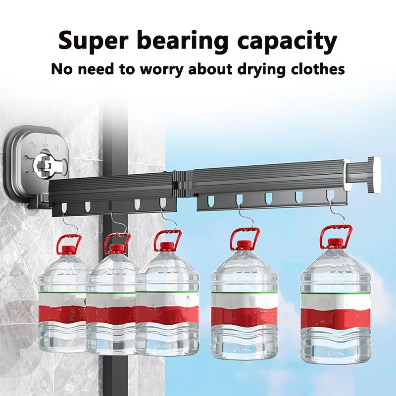 Retractable Cloth Drying Rack Collapsible Cloth Hanger Aluminum Wall Mount Indoor Space Saving Home Laundry Drying rack