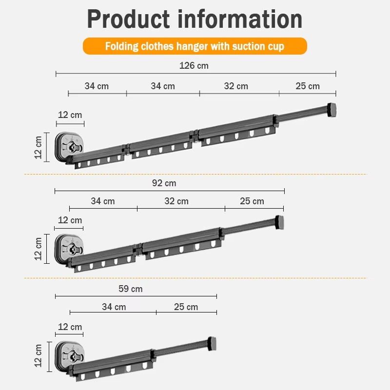 Retractable Cloth Drying Rack Collapsible Cloth Hanger Aluminum Wall Mount Indoor Space Saving Home Laundry Drying rack
