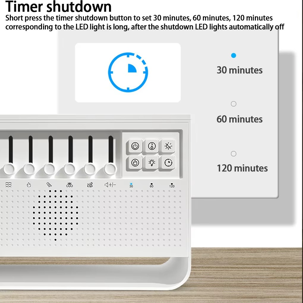 3 in 1 HIFI Bluetooth Speaker White Noise Sleep Aid Night Light Humidifier Machine with Free Combination of 8 Goup Nature Sound