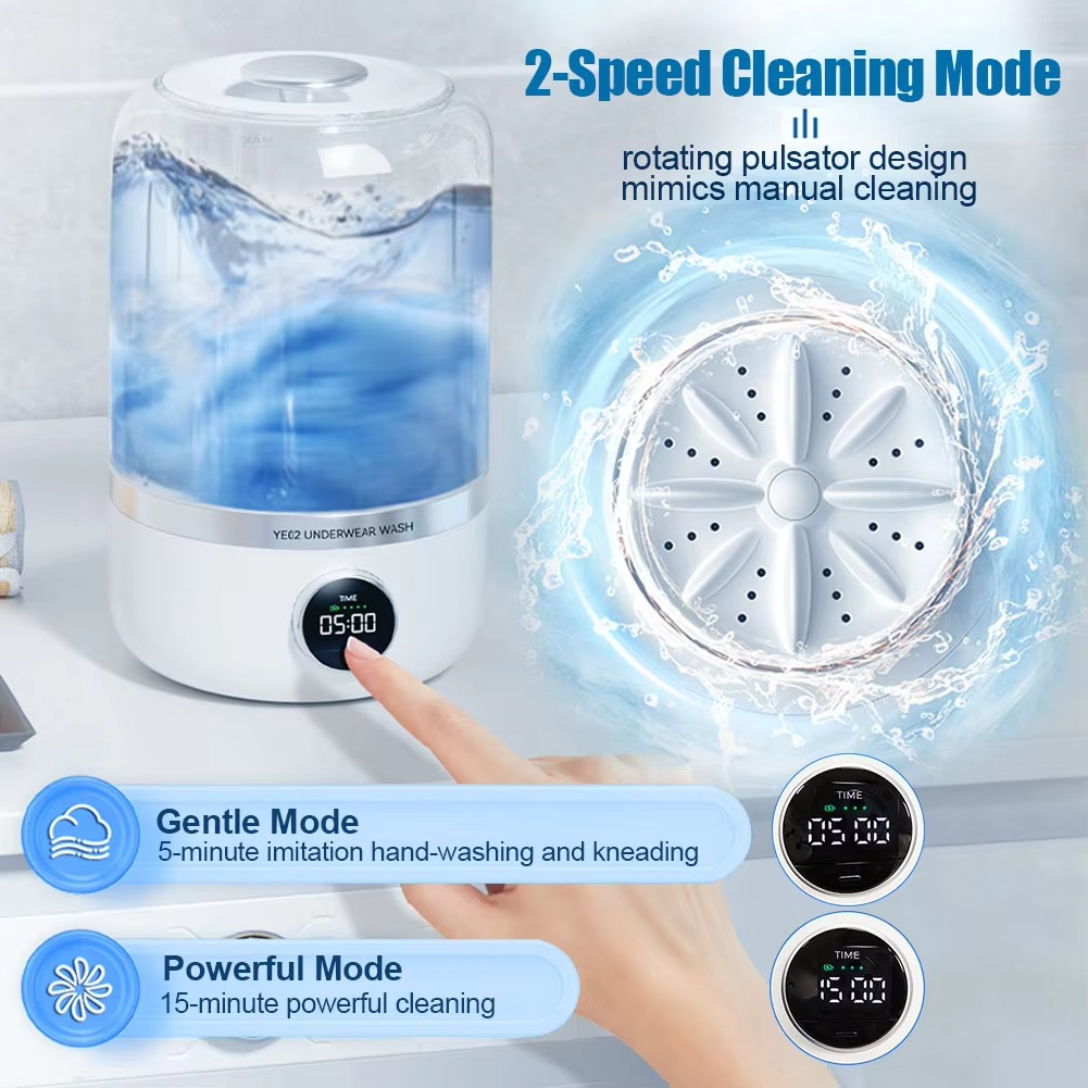 Cordless 1L Mini Washer for Underwear, Socks & Delicates