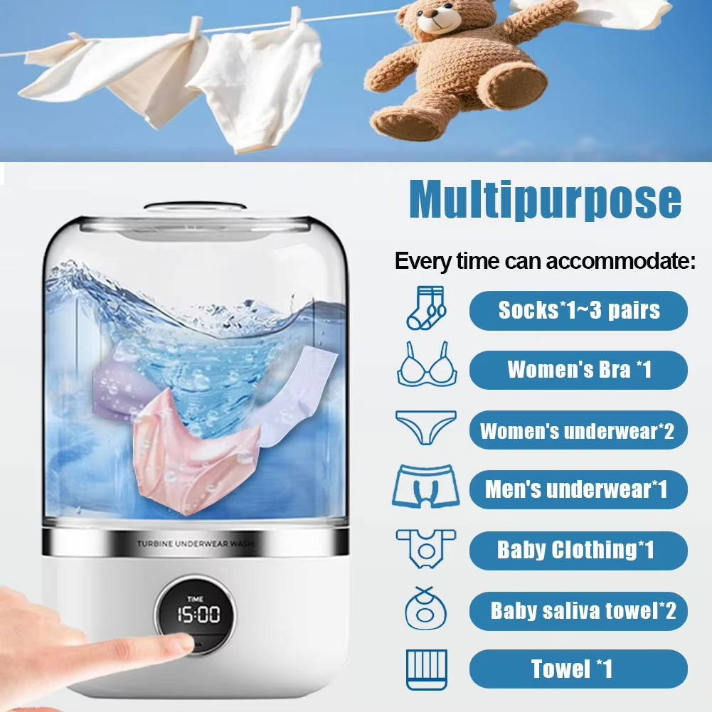 Cordless 1L Mini Washer for Underwear, Socks & Delicates