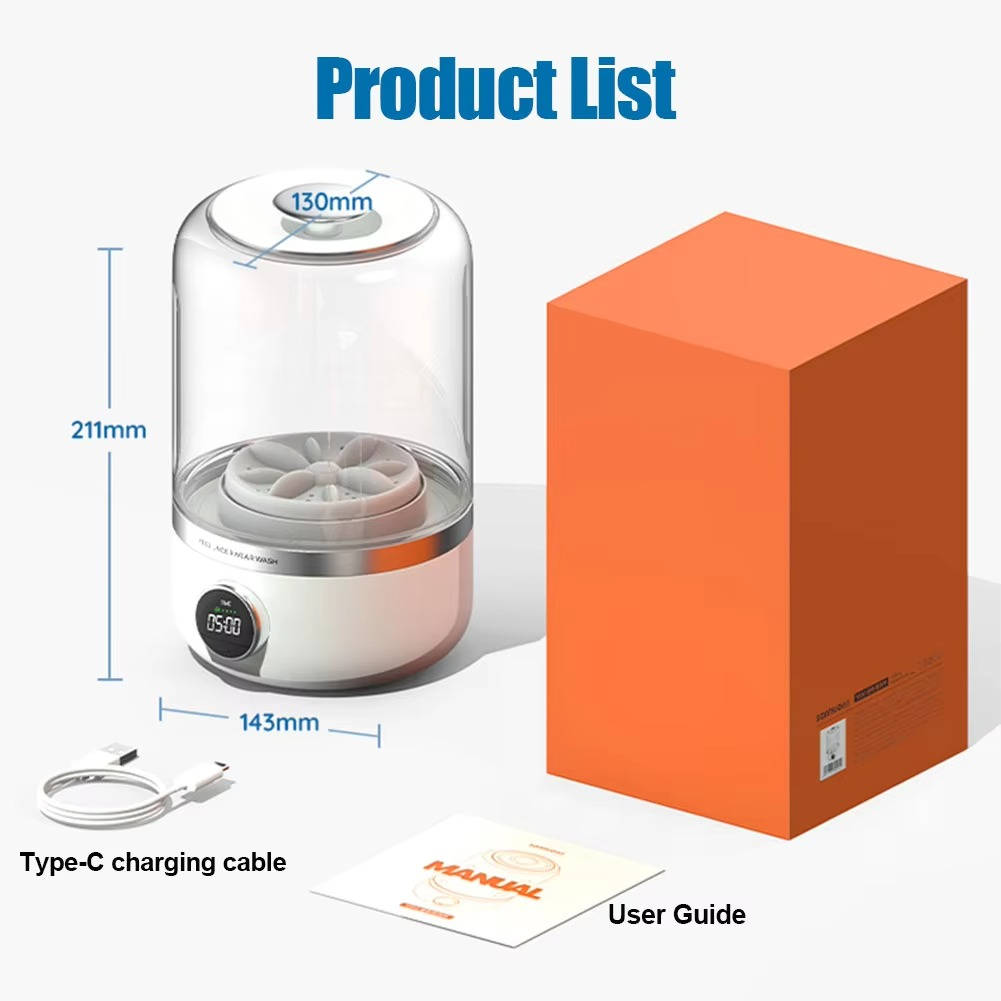 Cordless 1L Mini Washer for Underwear, Socks & Delicates