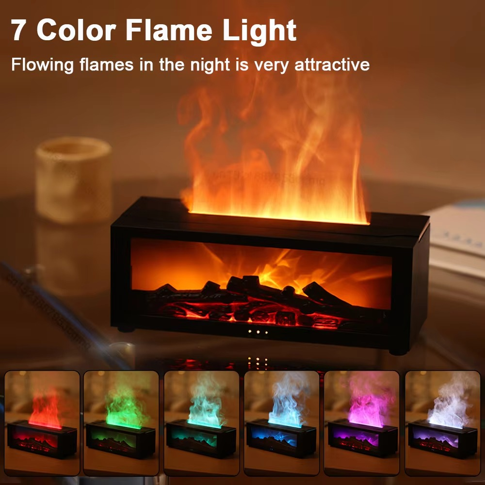 Flame Fireplace Aroma Diffuser, Essential Oils Humidifier With LED Light & Remote Control
