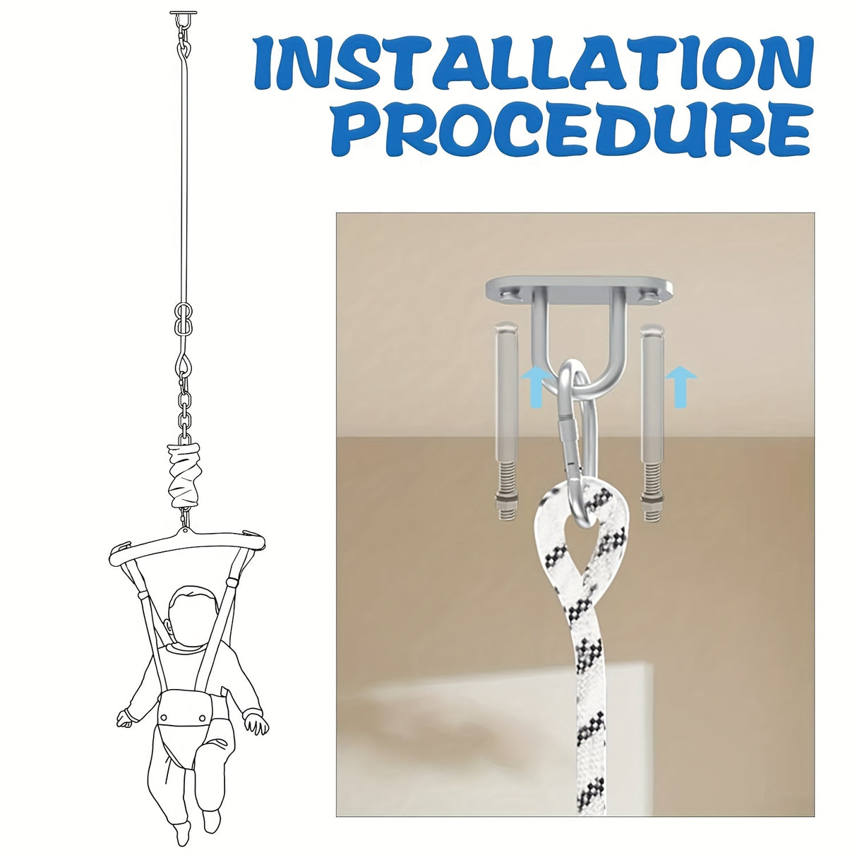 Baby Jumper with Ceiling Hook - Adjustable Indoor/Outdoor Activity for Small Spaces, 6-Month & Up