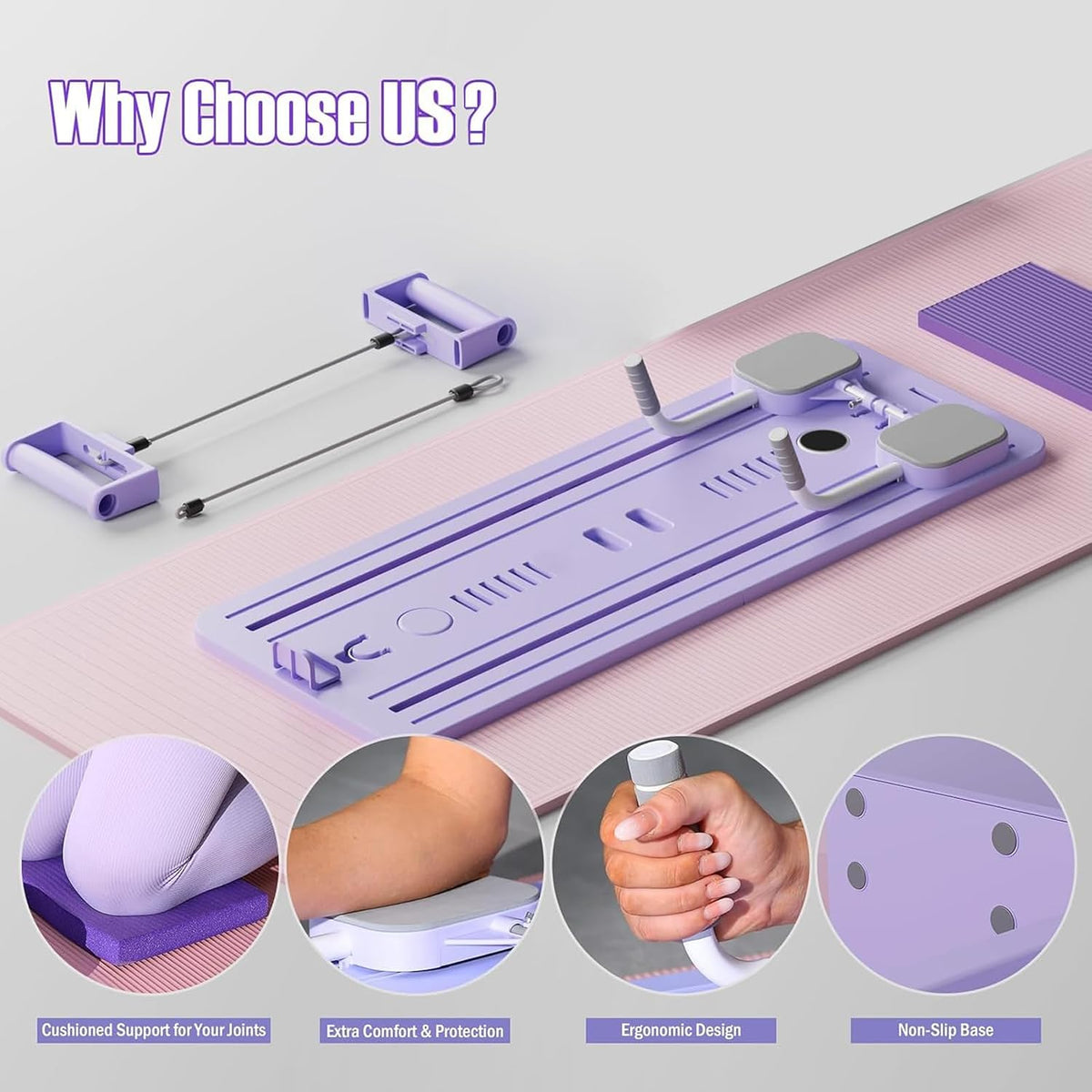 5-in-1 Foldable Pilates Reformer Board with Timer & Auto-Rebound