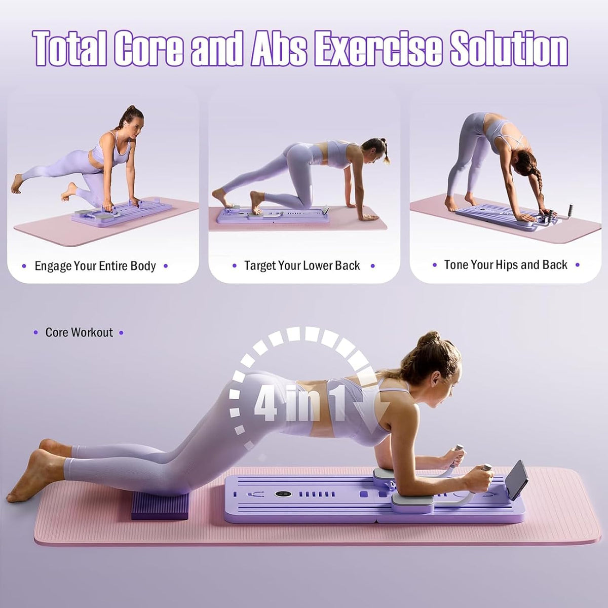 5-in-1 Foldable Pilates Reformer Board with Timer & Auto-Rebound