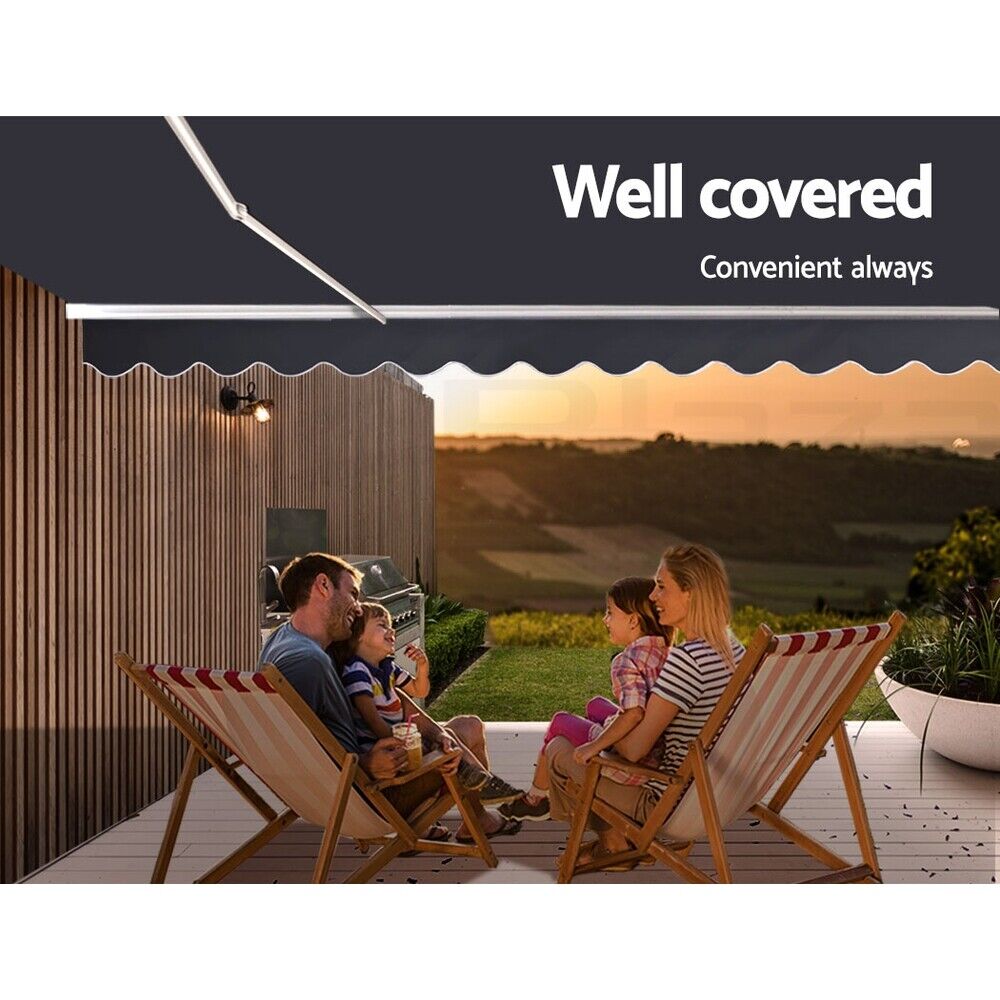 Instahut Folding Arm Outdoor Awning Retractable SunShade Window Canopy Grey