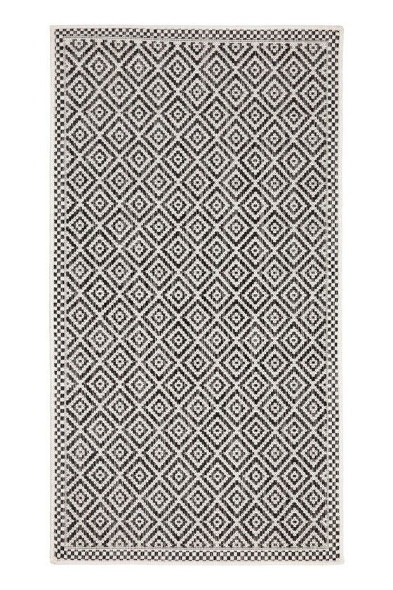 Black and White Diamond Outdoor Rug Large Polypropylene Rug Designer Patio Rug