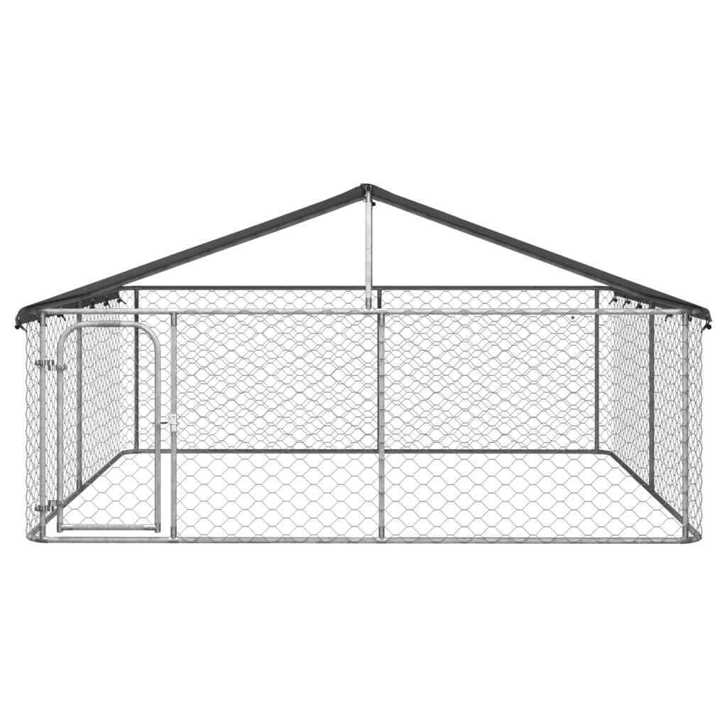Large Dog Pen House Kennel Run Cage Galvanized Steel Outdoor Enclosed Roof 3x3 m