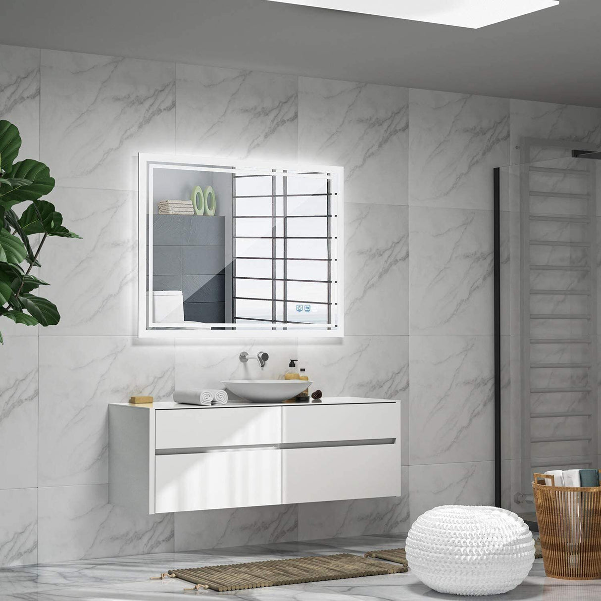 3 Colors Dimmable LED Bathroom Mirror Modern Vanity Mirrors with Lights for Wall