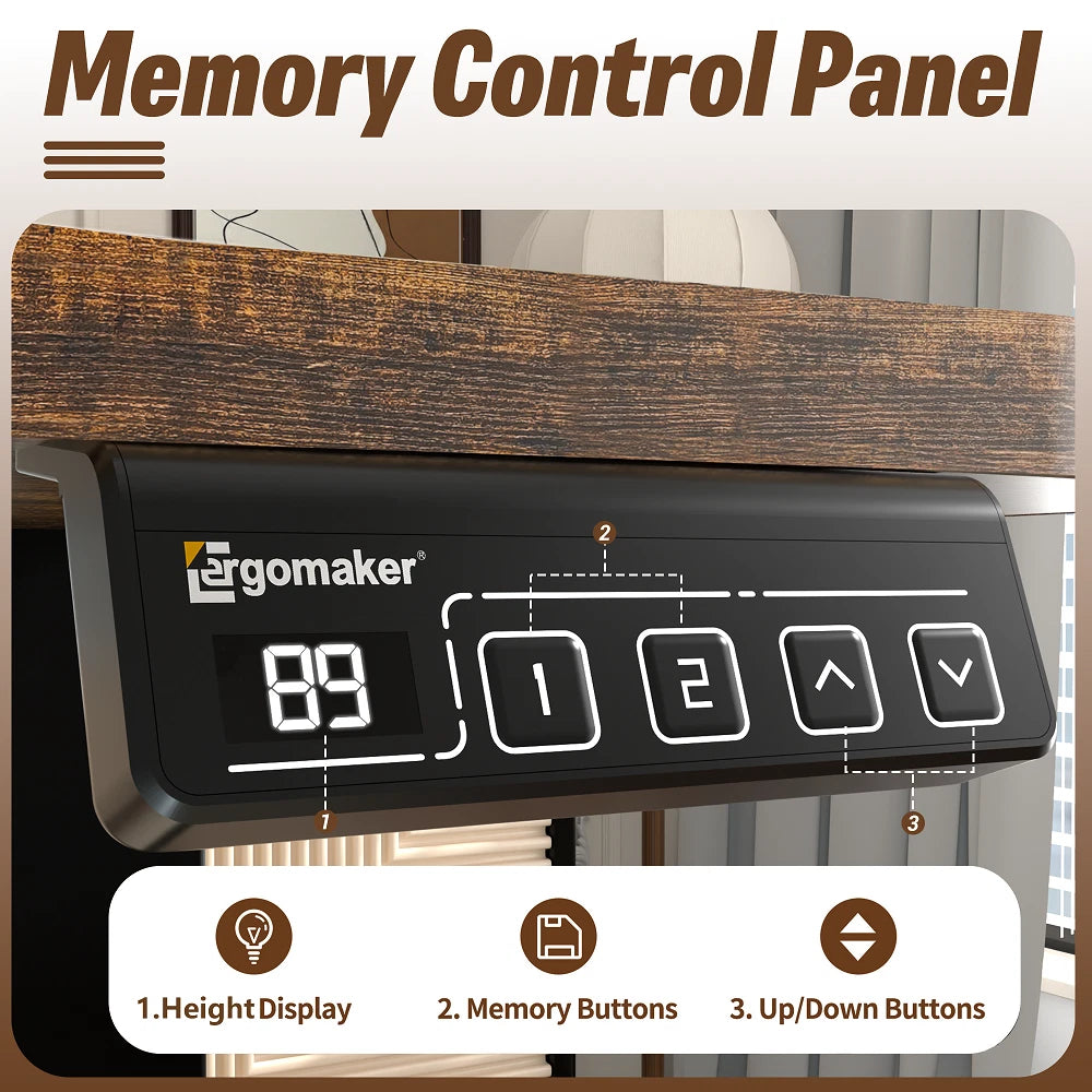 Electric Standing Desk Adjustable Sit Stand Computer Desk Walnut 140cm